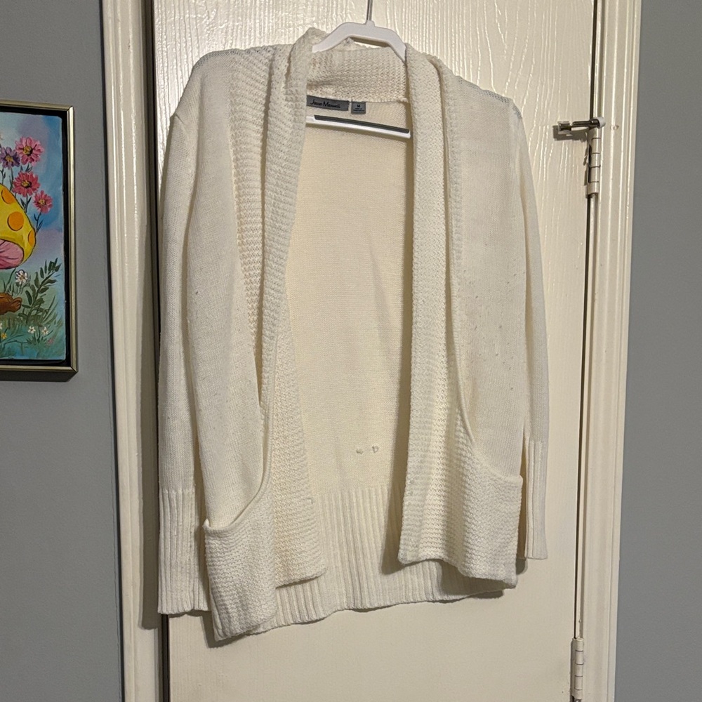 Jason Maxwell Cream Open-Front Cardigan